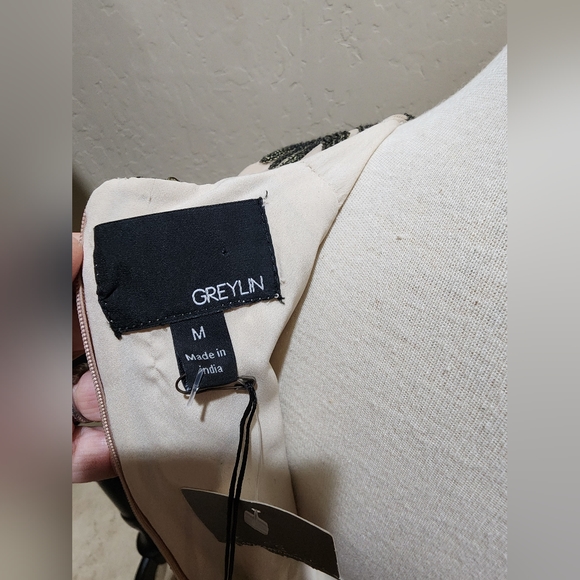 Greylin Gold Black metallic Vintage STYLE peplum Sleeveless Top NWT M - Picture 7 of 7